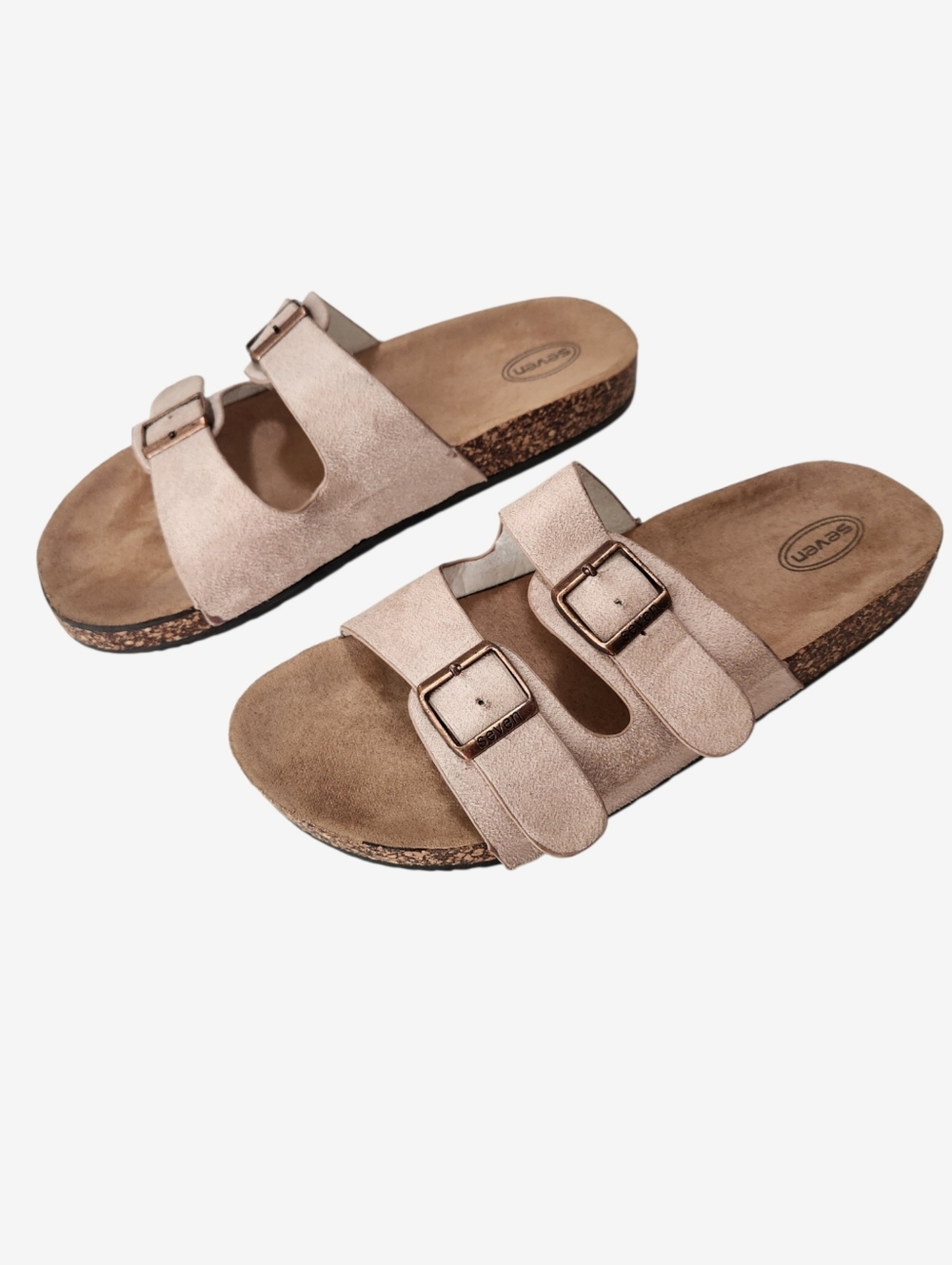 Seven7 Slip On Comfort Double Buckle Cork Sandals Size 11